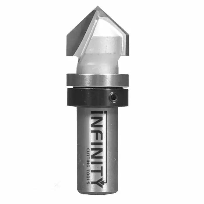 Infinity Tools 1/2" Shank 90° V-Groove Router Bit w/ Bearing
