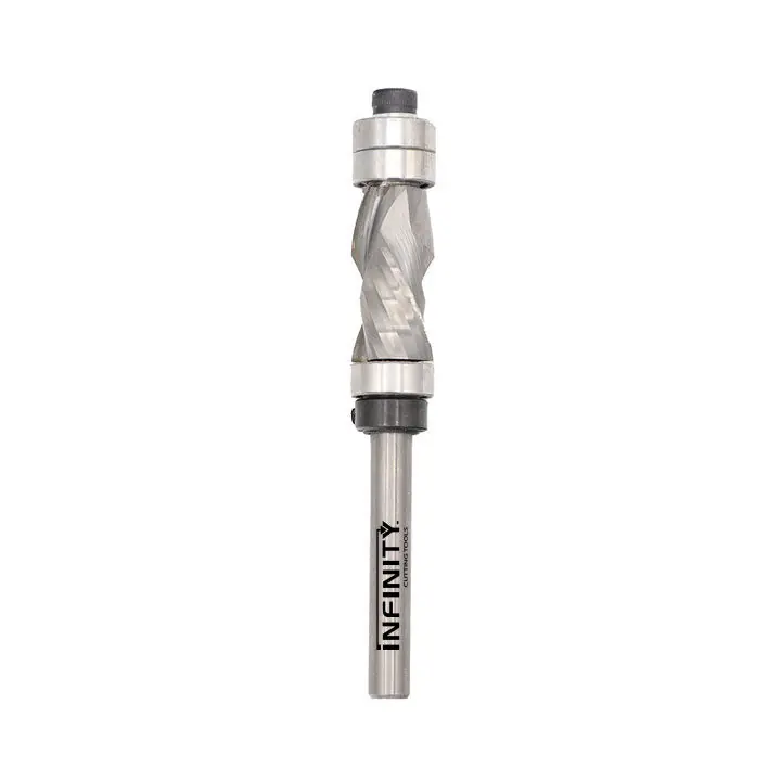 Infinity Tools 1/4" Shank Solid Carbide Compression Double Bearing Pattern Router Bit