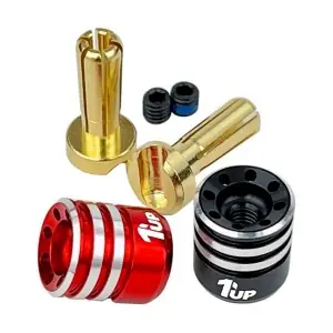 1UP Racing Heatsink Bullet Plug Grips w/4mm Bullets (Black/Red) 190435